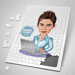  - Yazılımcı Kadın Karikatürlü Puzzle