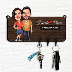  - Yeni Evlilere Ev Hediyesi Karikatürlü Anahtar Askısı