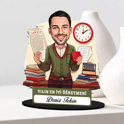  - Yılın En İyi Erkek Öğretmeni Karikatürlü Biblo