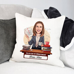  - Yılın En İyi Kadın Öğretmeni Karikatürlü Yastık