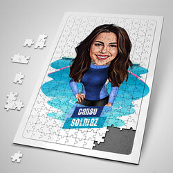  - Yüzme Hocası Kadın Karikatürlü Puzzle