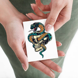 Zehirli Kobra Yılanı Tasarımlı Geçici Dövme - Thumbnail