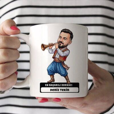  - Zurnacı Müzisyen Erkek Karikatürlü Kupa Bardak
